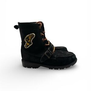Polo by Ralph Lauren Black Kids Boots with Wing Patch